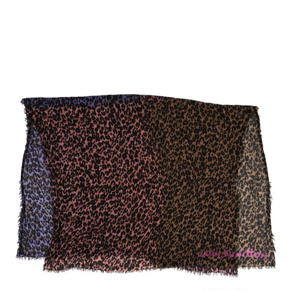 Louis Vuitton Cashmere Silk Leopard Etole Stole Marron Multicolor 2 of 4