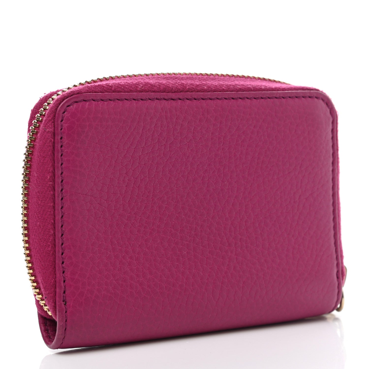 Gucci Pebbled Calfskin Soho Compact Disco Zip Around Wallet Bright Bougainvillea 3 of 9