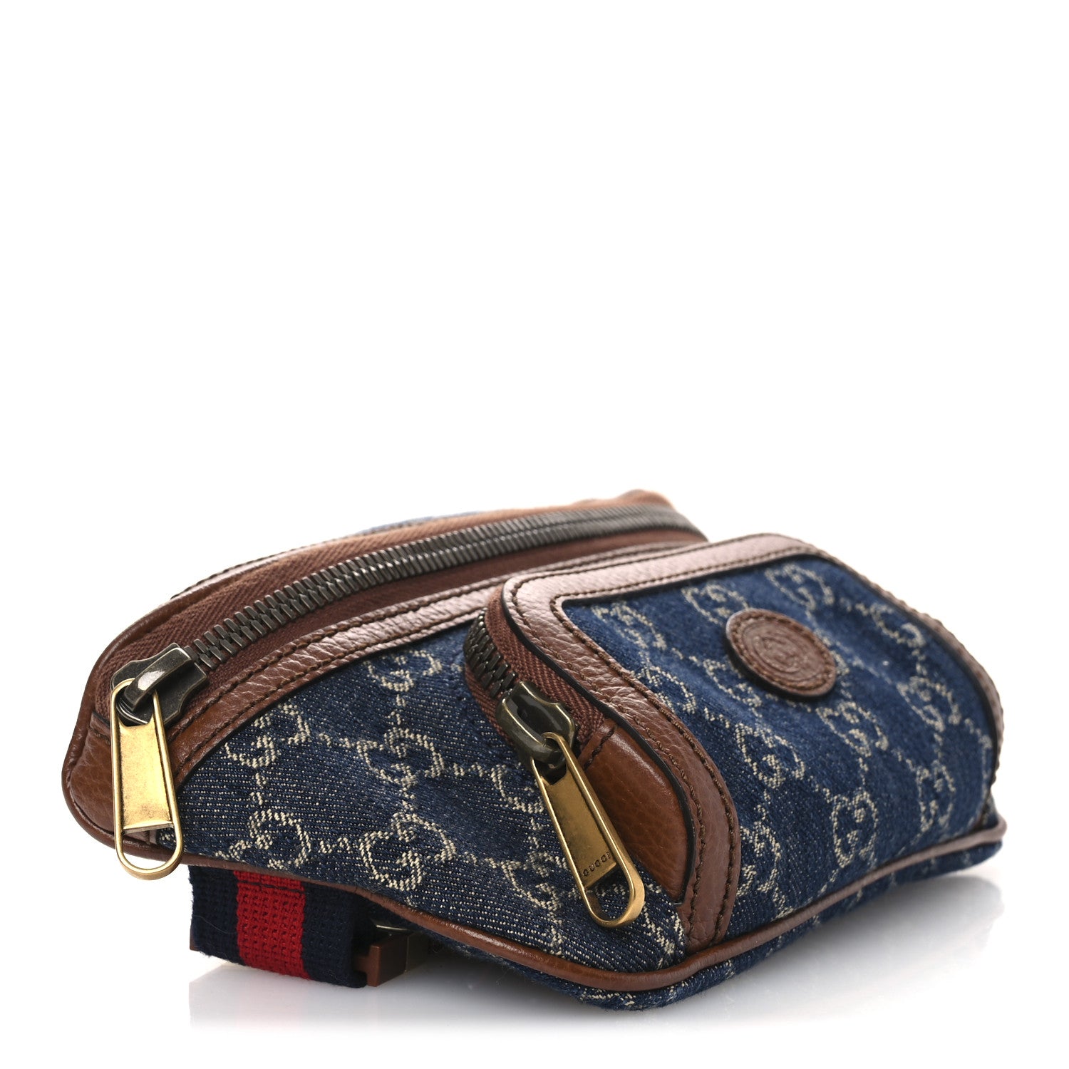 Gucci New Denim GG Monogram Dollar Calfskin Web Retro Interlocking