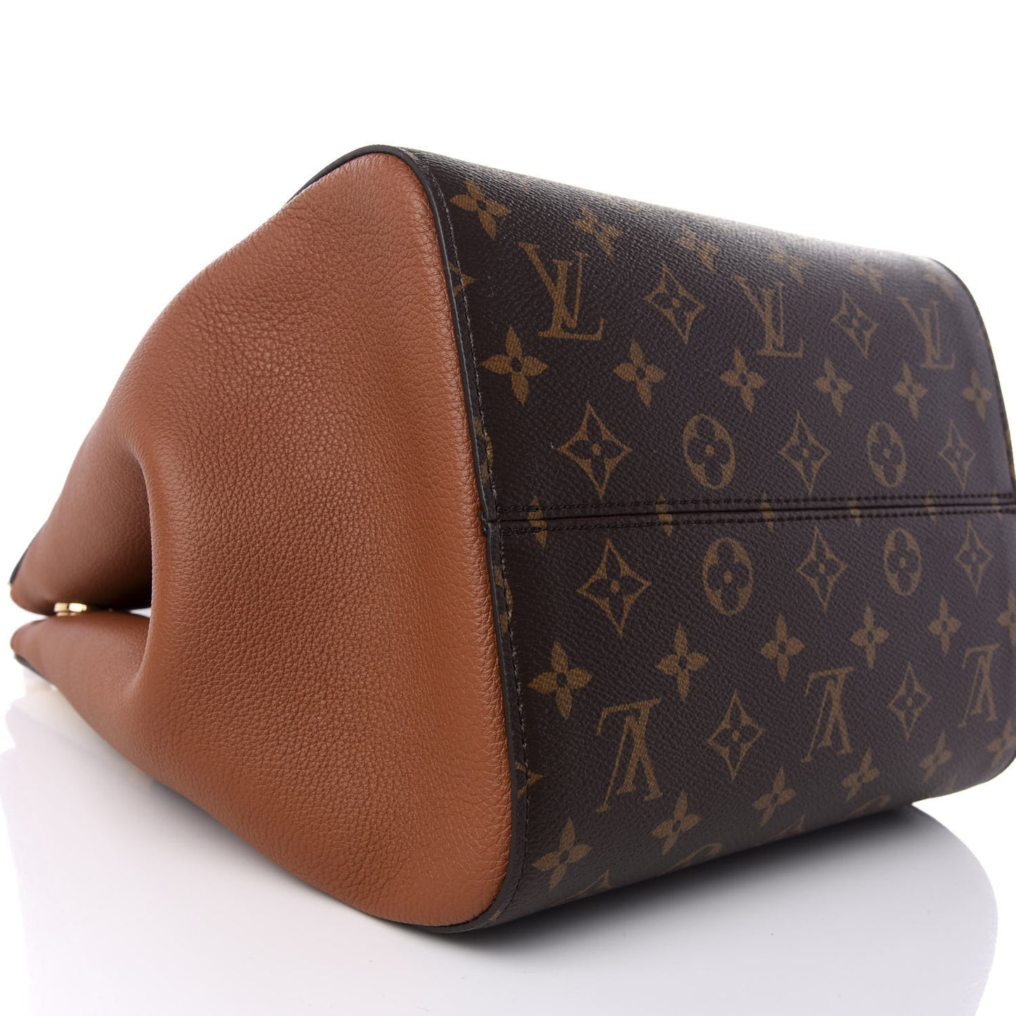Calfskin Monogram Fold Tote MM Camel Sunbeam Cream