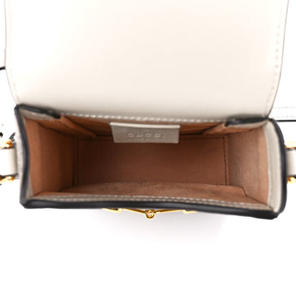 Gucci GG Supreme Monogram Azalea Calfskin Mini Horsebit 1955 Crossbody Bag Beige Ebony Mystic White 5 of 11