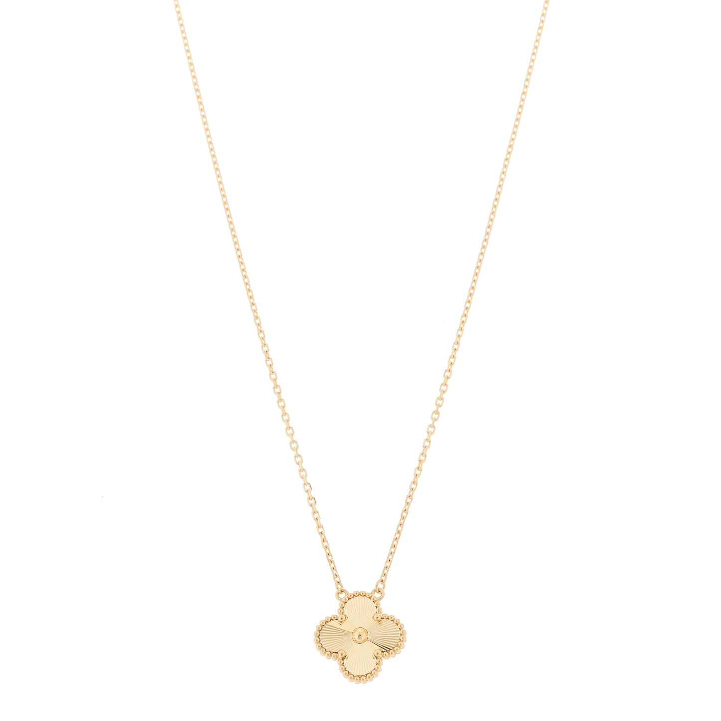 18K Yellow Gold Guilloché Vintage Alhambra Pendant Necklace