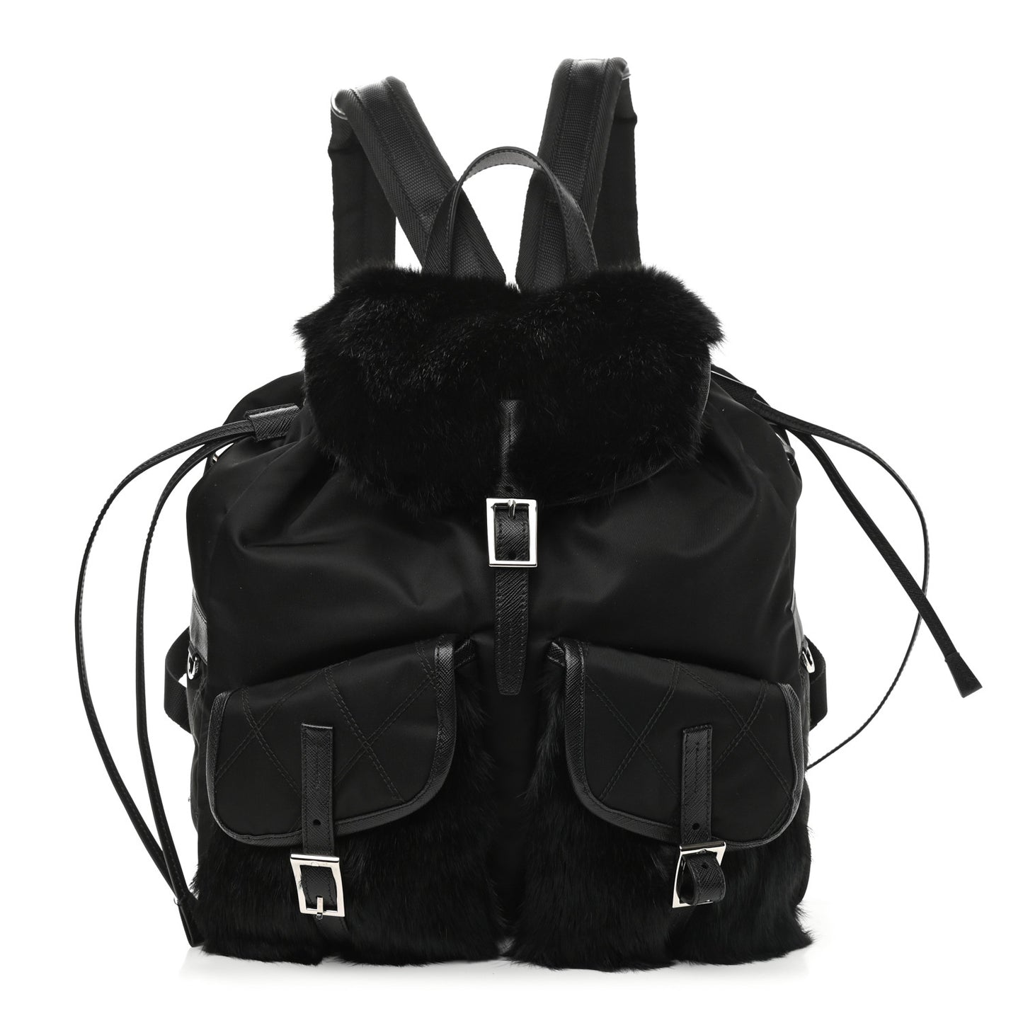 Impunture Tessuto Rabbit Fur Backpack Black