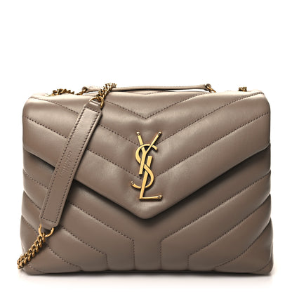 Saint Laurent Calfskin Y Quilted Monogram Small Loulou Chain Satchel Taupe 1 of 10