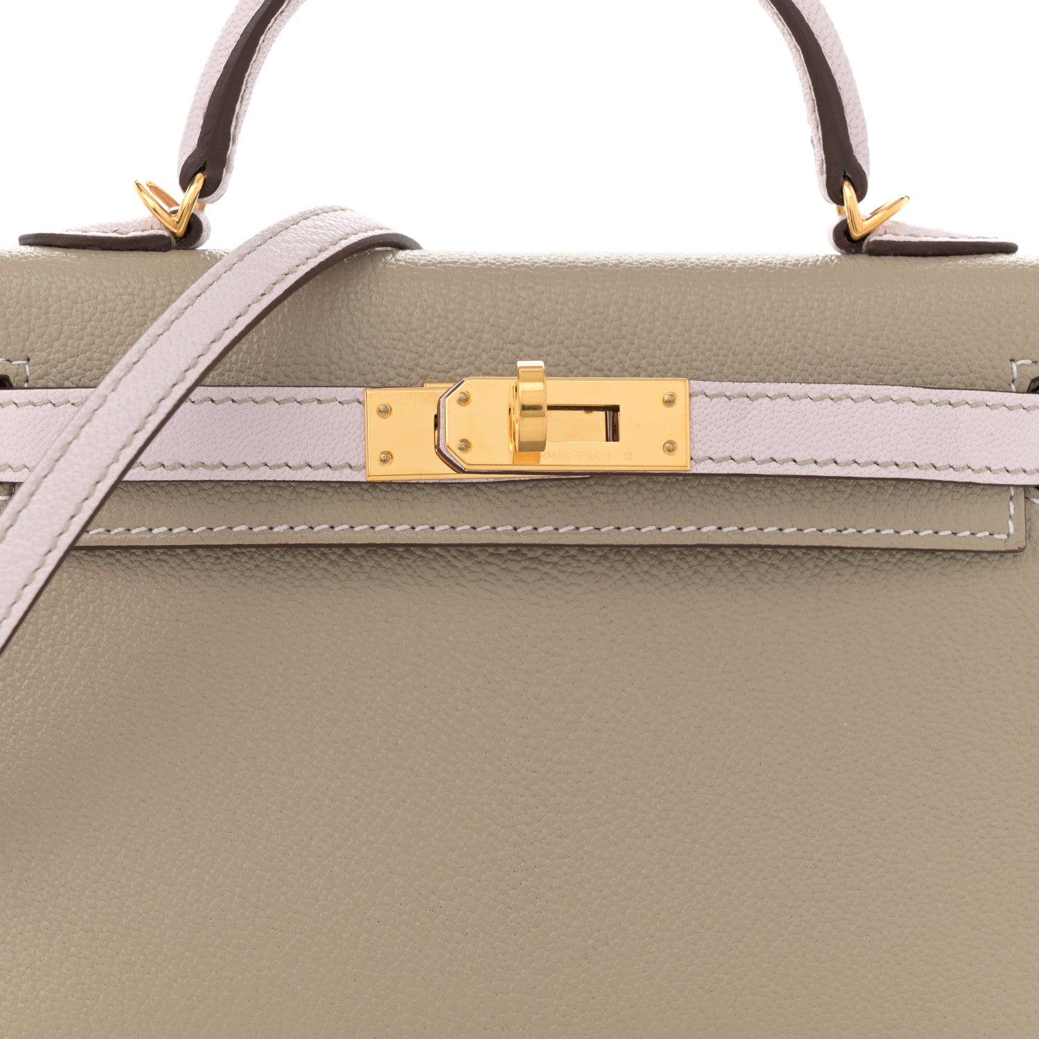 Hermes Chevre Mysore Horseshoe Mini Kelly Sellier 20  Gris Tourterelle Mauve Pale 8 of 11