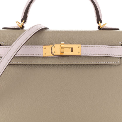 Hermes Chevre Mysore Horseshoe Mini Kelly Sellier 20  Gris Tourterelle Mauve Pale 8 of 11