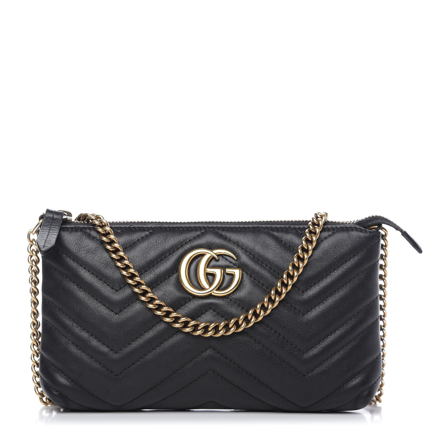 Gucci Calfskin Matelasse Mini GG Marmont Chain Bag Black 1 of 10