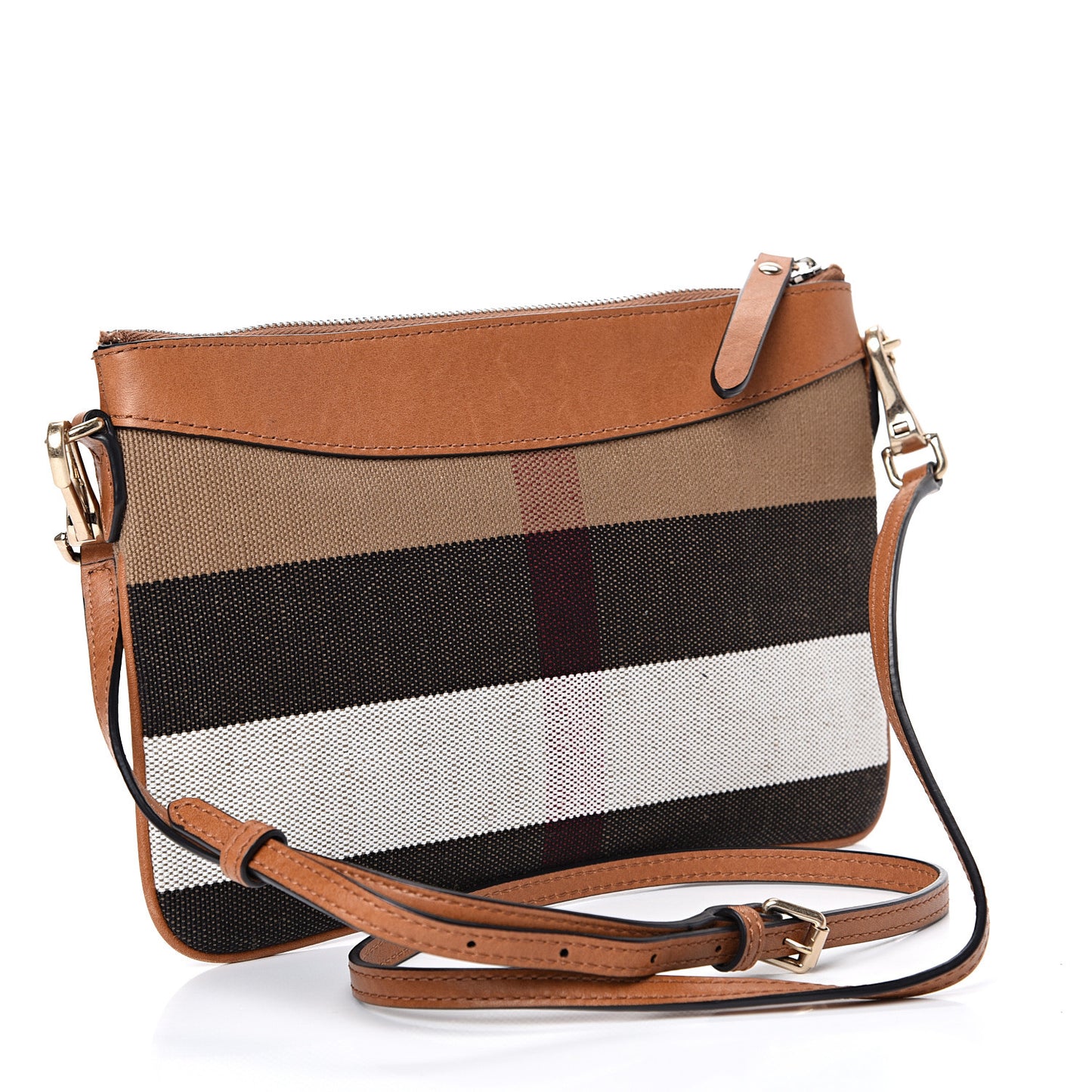 Mega Check Peyton Crossbody Clutch Bag Saddle Brown