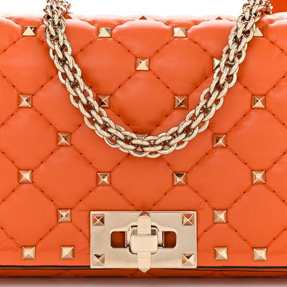 Valentino Garavani Calfskin Rockstud Spike Convertible Shoulder Bag Orange 7 of 9
