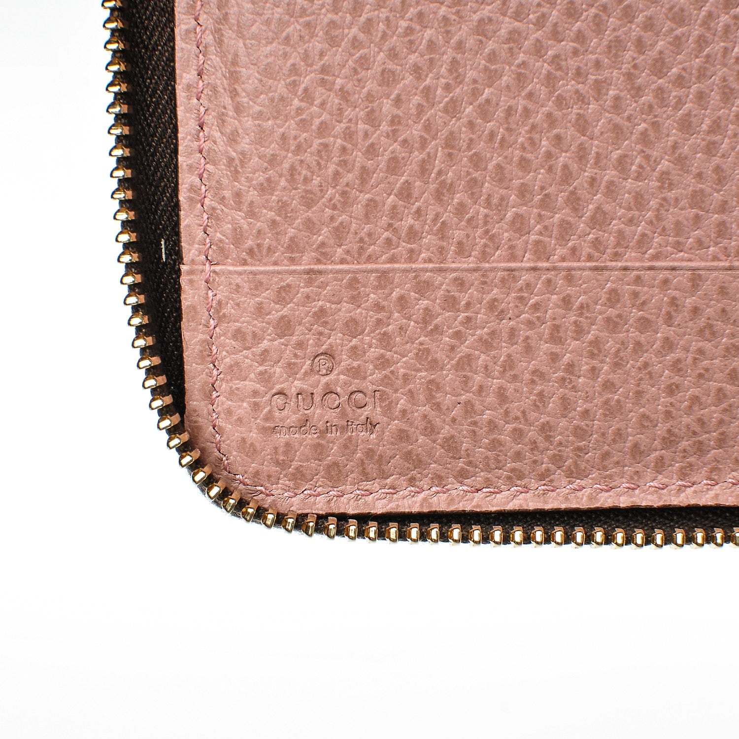 Gucci Dollar Calfskin Bi-Color Medium Swing Zip Around Wallet Grey Field Soft Pink 6 of 7