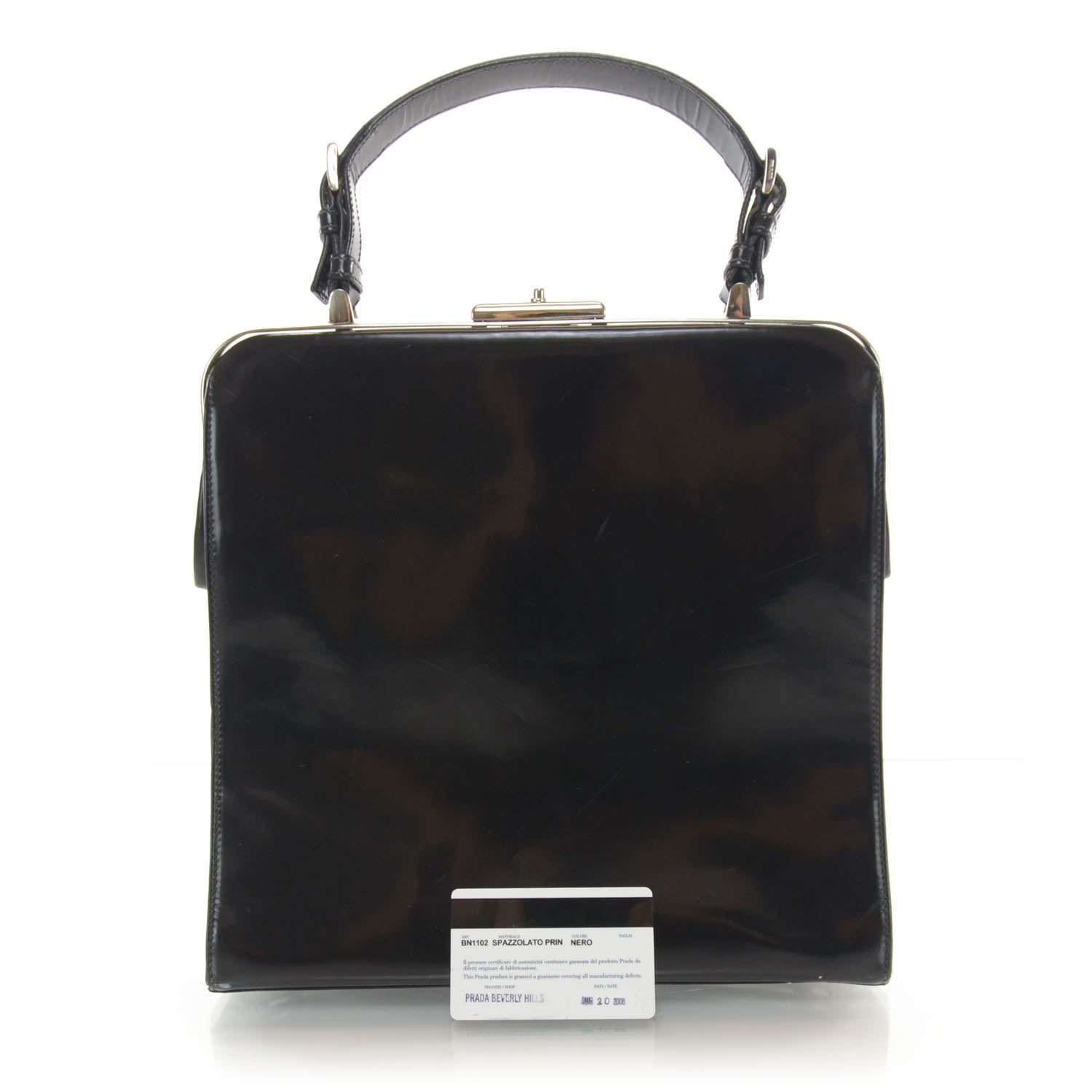 Prada Spazzolato Logo Print Framed Bag Nero Black 3 of 9