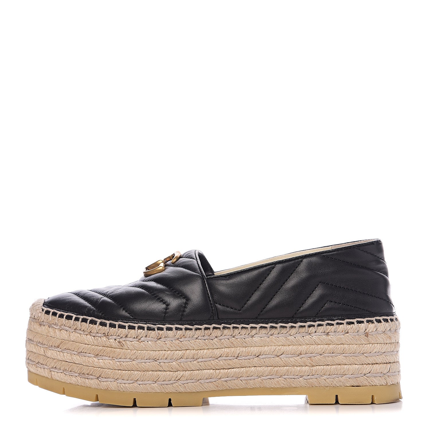 Gucci Nappa Matelasse GG Marmont Platform Espadrilles 39 Black 1 of 8