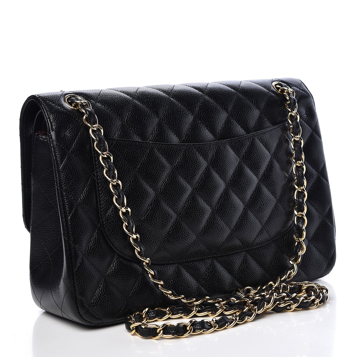 Caviar Quilted Jumbo Double Flap Black