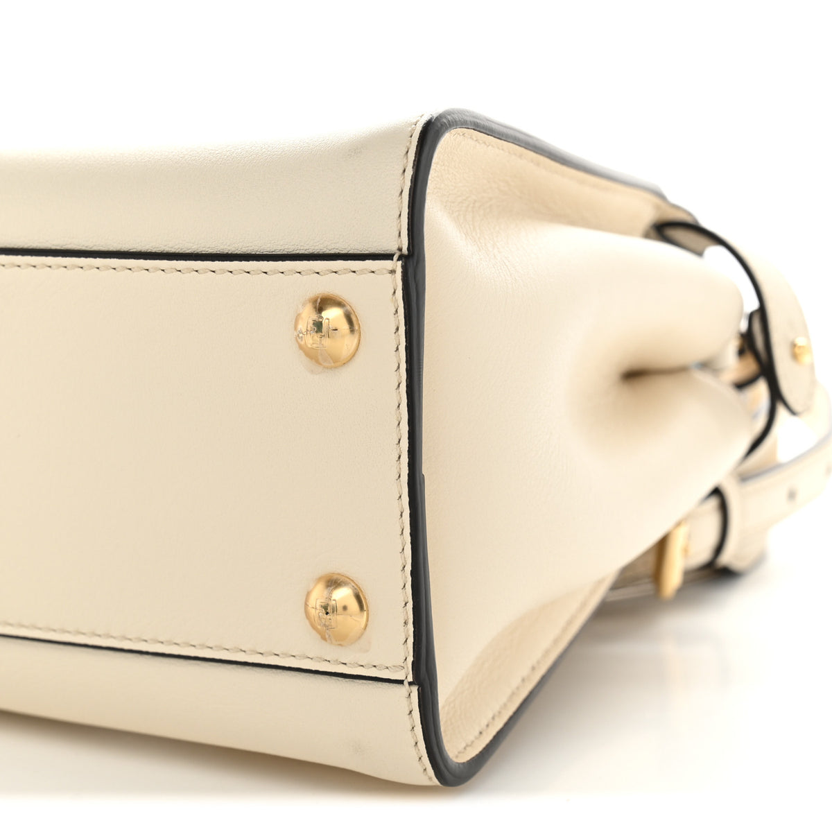 Fendi Vitello Seta Suede FF Mini Peekaboo Iconic Satchel Uovo Sigaro Marrone 10 of 10