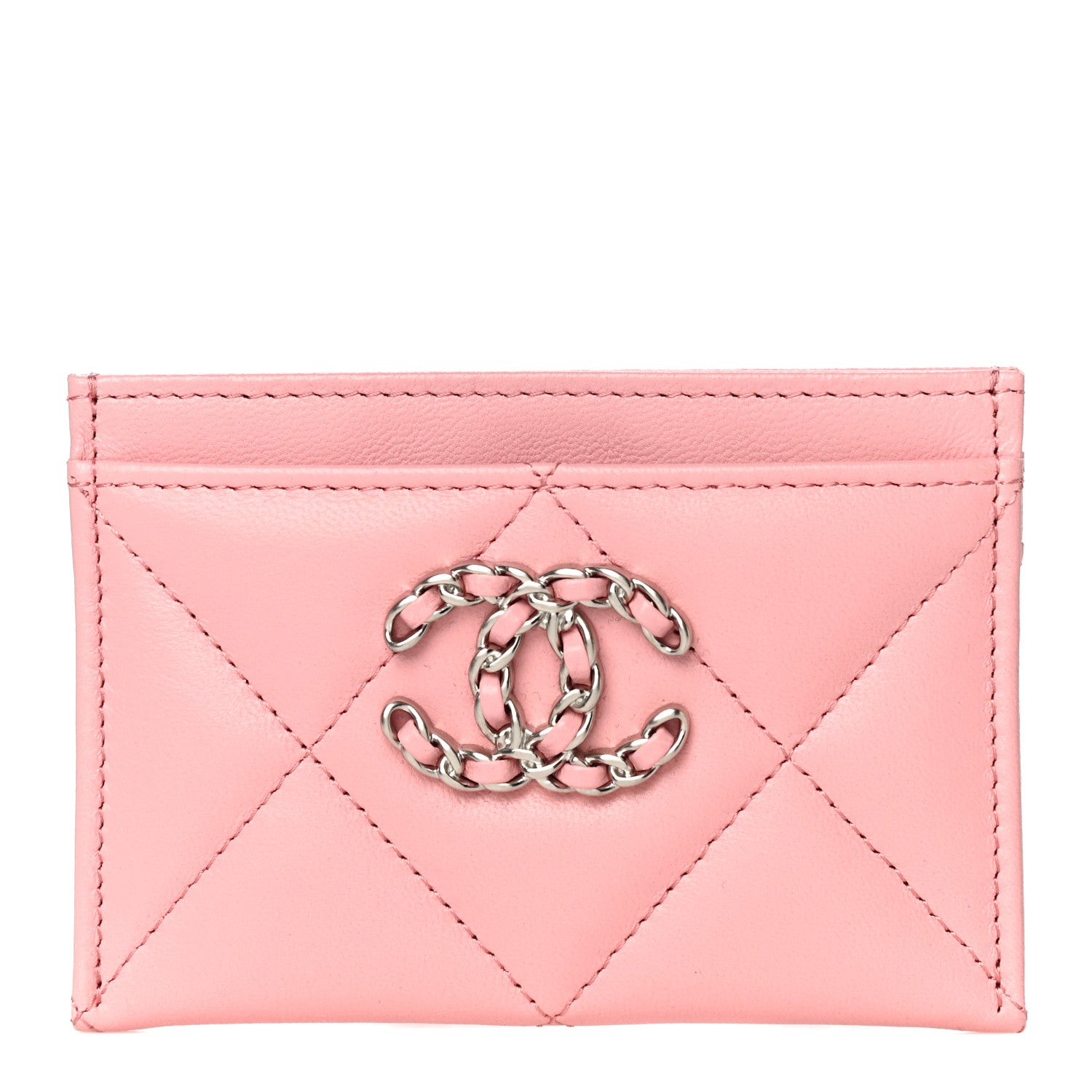 Chanel Lambskin Quilted Chanel 19 Card Holder Light Pink 1 of 12