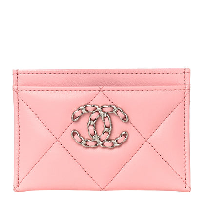 Chanel Lambskin Quilted Chanel 19 Card Holder Light Pink 1 of 12