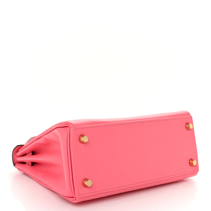 Hermes Swift Horseshoe Kelly Retourne 25 Rose Sakura Bleu Brume Rose Azalee Bougainvillea 4 of 10