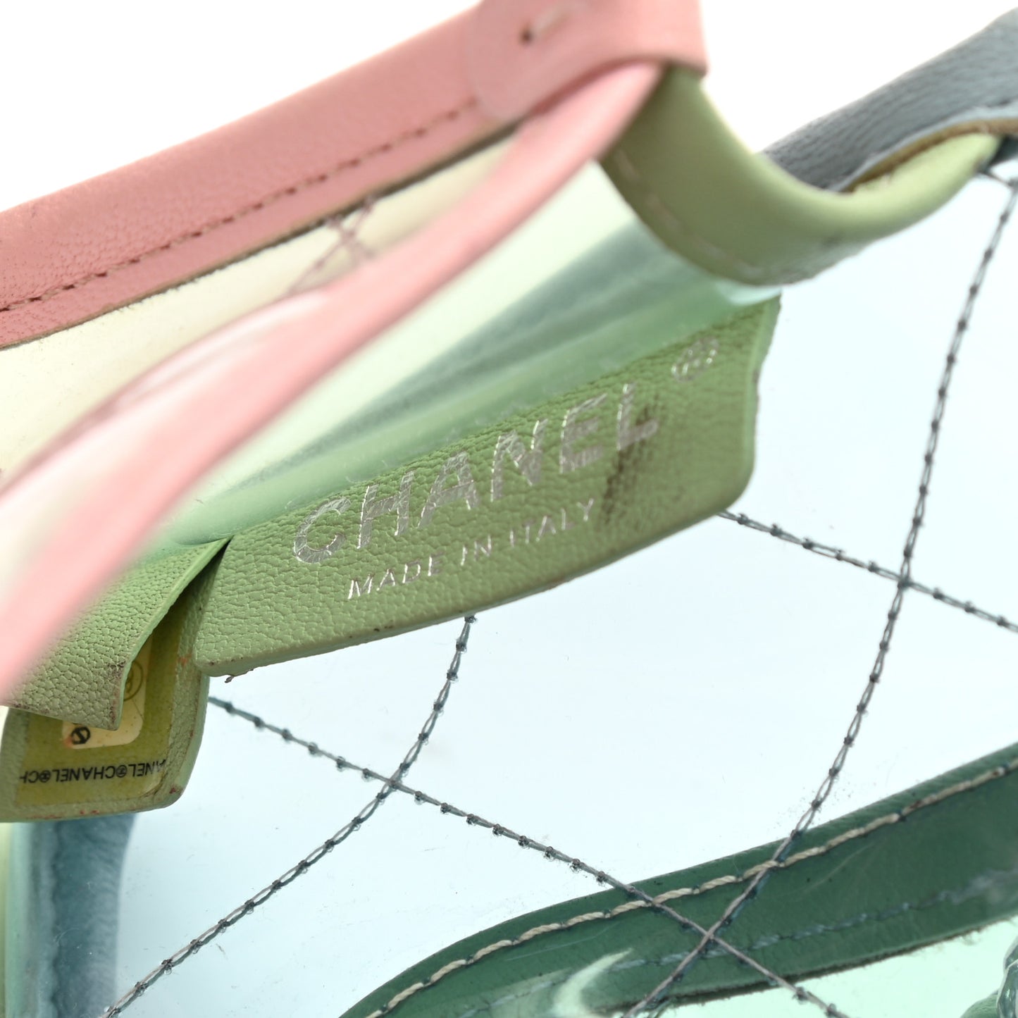 Lambskin PVC Quilted Mini Coco Splash Flap Blue Green
