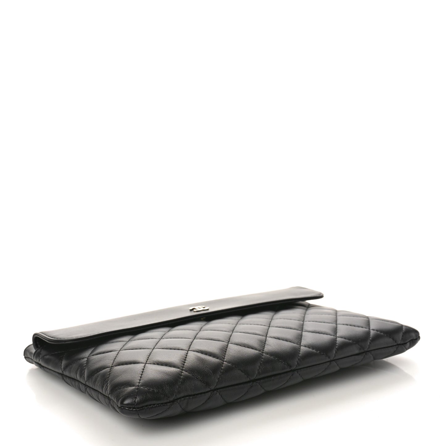 Lambskin Quilted Medium Flap Cosmetic Case Black