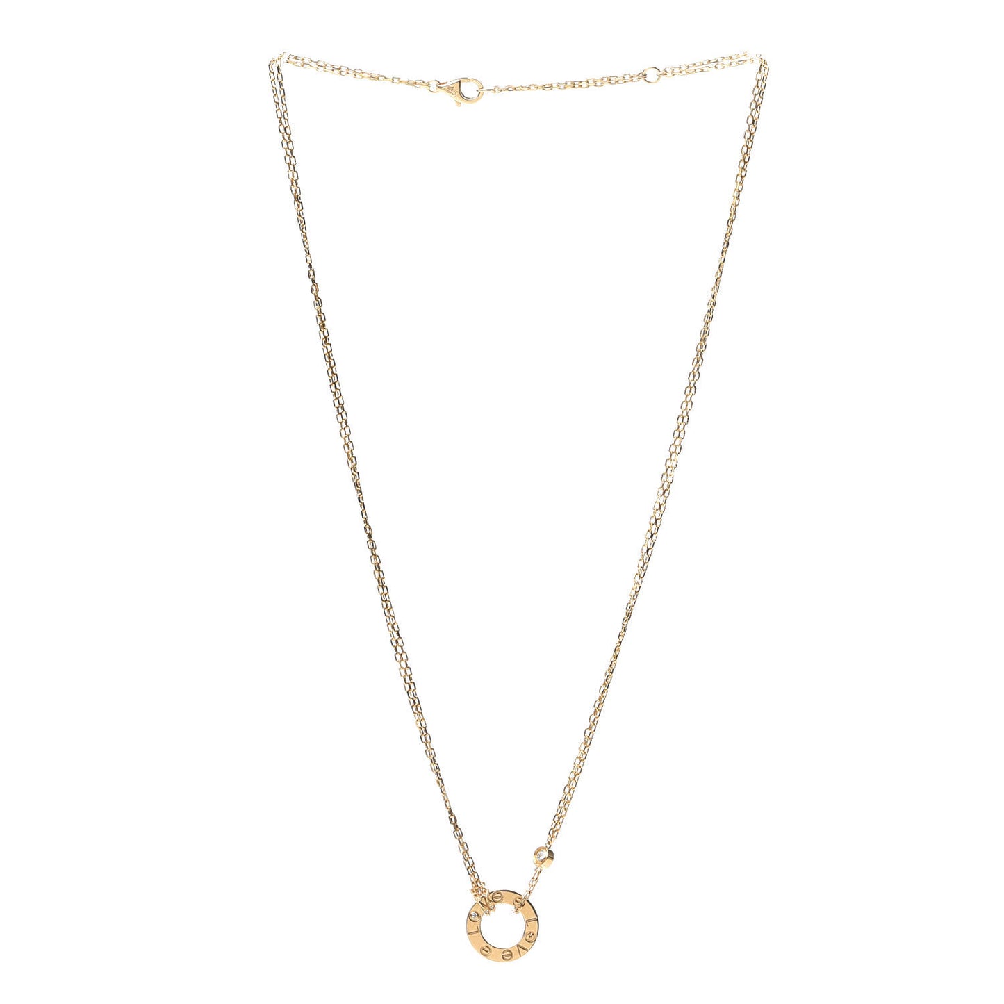 18K Yellow Gold 2 Diamond LOVE Necklace