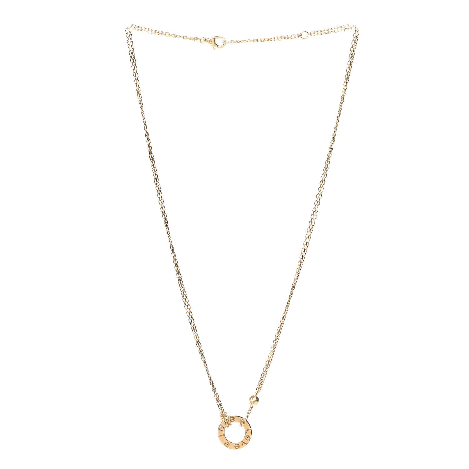 Cartier 18K Yellow Gold 2 Diamond LOVE Necklace 3 of 5