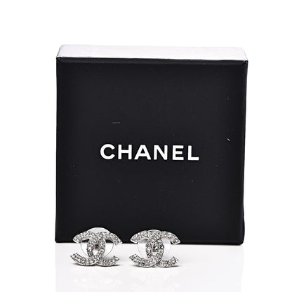 Chanel Crystal CC Earrings Silver 5 of 5