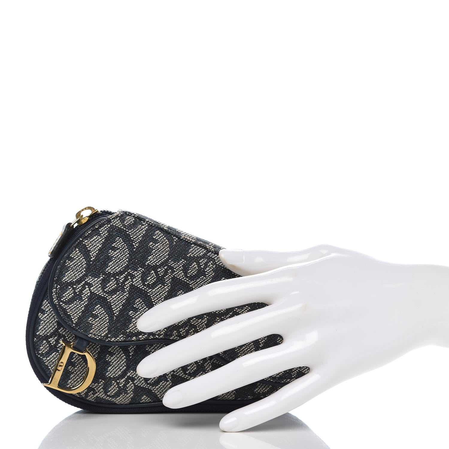 Christian Dior Monogram Mini Saddle Zip Pouch Navy Blue 2 of 8