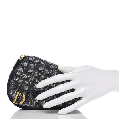 Christian Dior Monogram Mini Saddle Zip Pouch Navy Blue 2 of 8