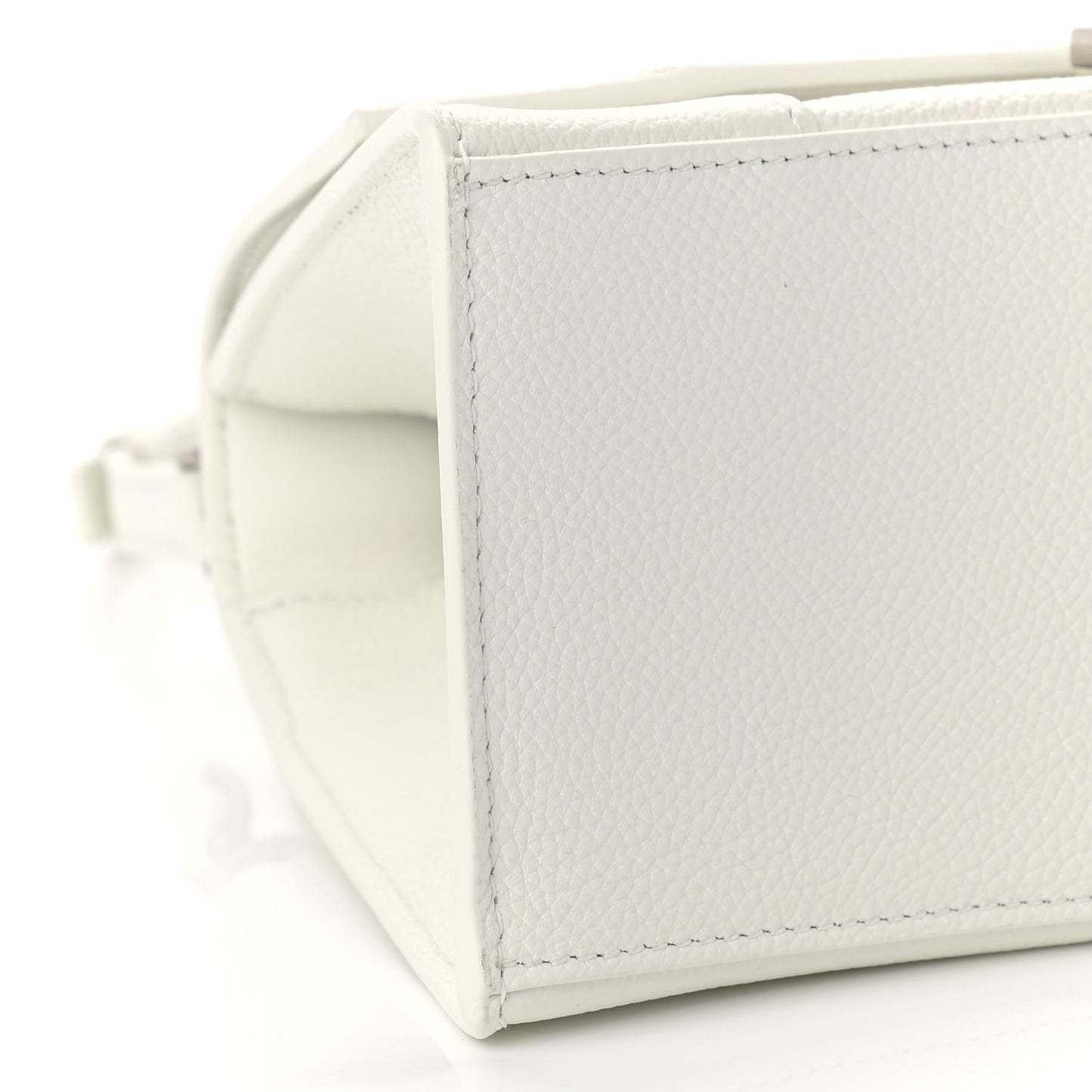 Grained Calfskin Small Hourglass Top Handle Bag White