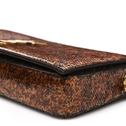 Saint Laurent Sequin Satin Monogram Tassel Kate 99 Brown 10 of 10