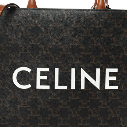 Celine Triomphe Canvas Calfskin Small Vertical Cabas Tan 7 of 11