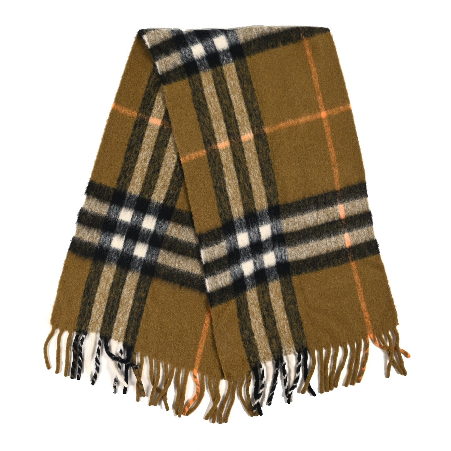 Mixed Fibers Big Check Fringe Scarf Oxide