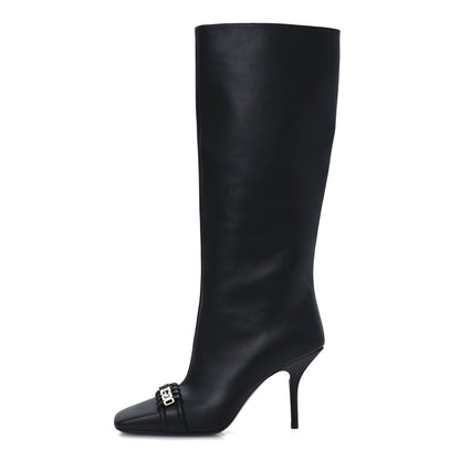 Givenchy Smooth Calfskin 4G Square Toe Knee Boots 38 Black 1 of 12