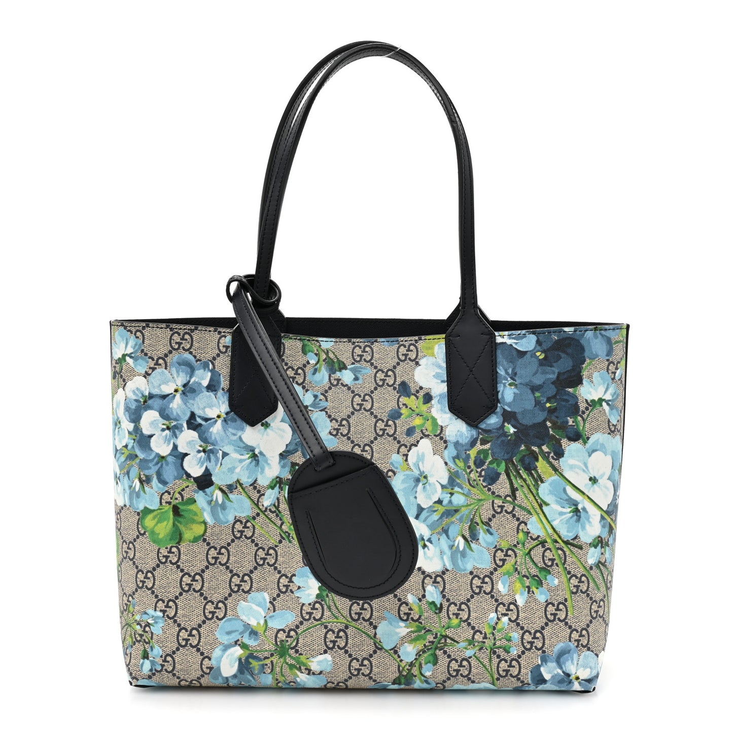 GG Supreme Monogram Blooms Small Reversible Tote Beige Blue Navy