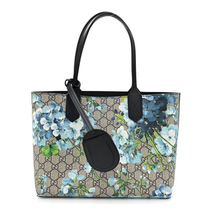 Gucci GG Supreme Monogram Blooms Small Reversible Tote Beige Blue Navy 1 of 18