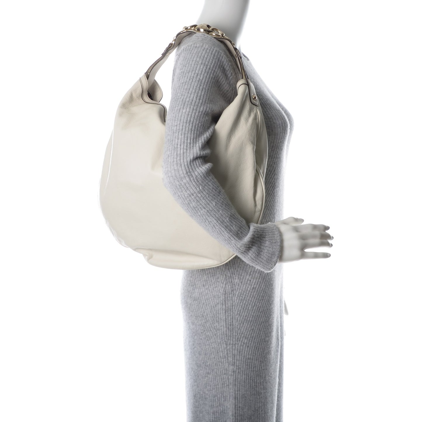Calfskin Wave Hobo Off White