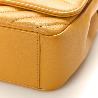 Chanel Shiny Goatskin Diagonal Quilted Small Flap Yellow 9 of 9