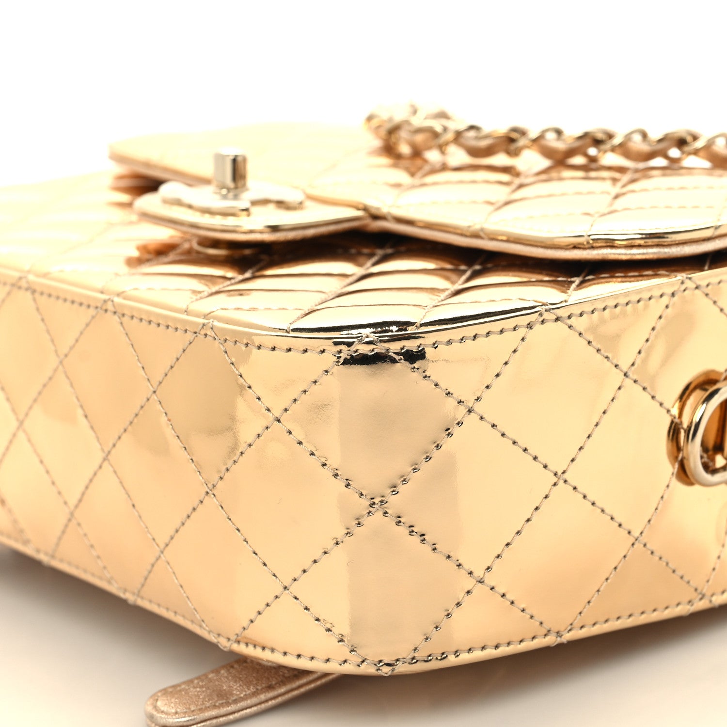 Chanel Mirror Calfskin Metallic Calfskin Quilted Hollywood Boulevard Backpack With Coin Purse Gold 12 of 12