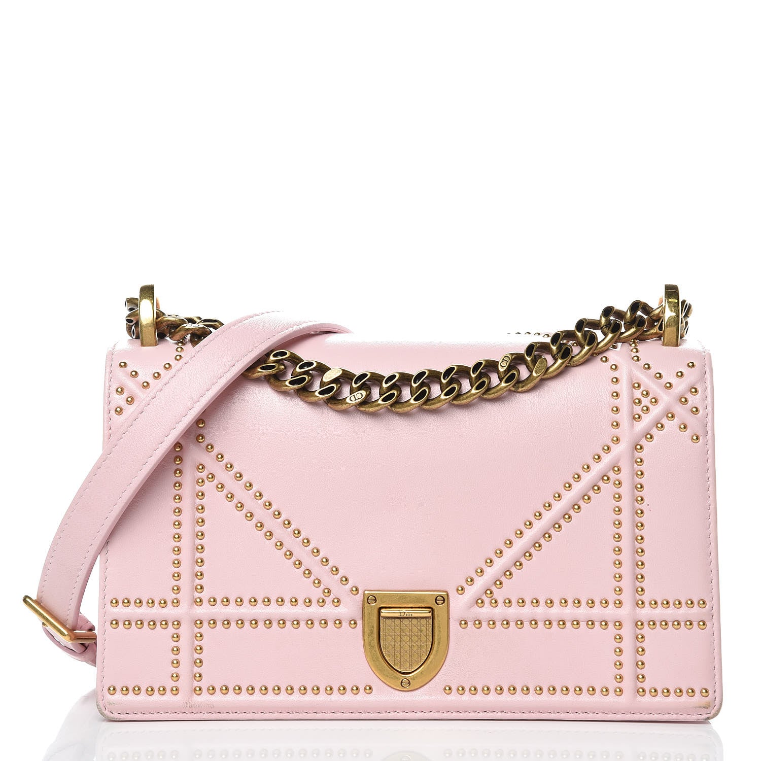 Christian Dior Lambskin Studded Small Diorama Flap Bag Pink 1 of 12