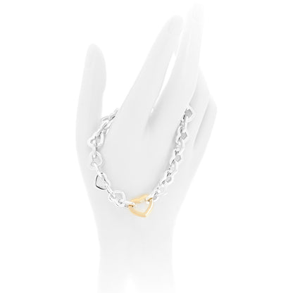Tiffany Sterling Silver 18K Yellow Gold Heart Links Bracelet 2 of 6