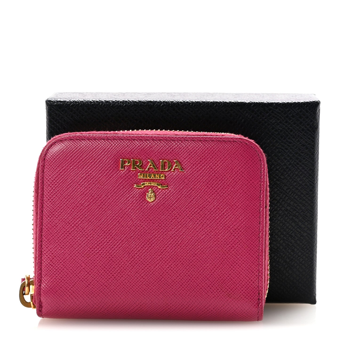 Saffiano Metal Zip Coin Purse Fuxia