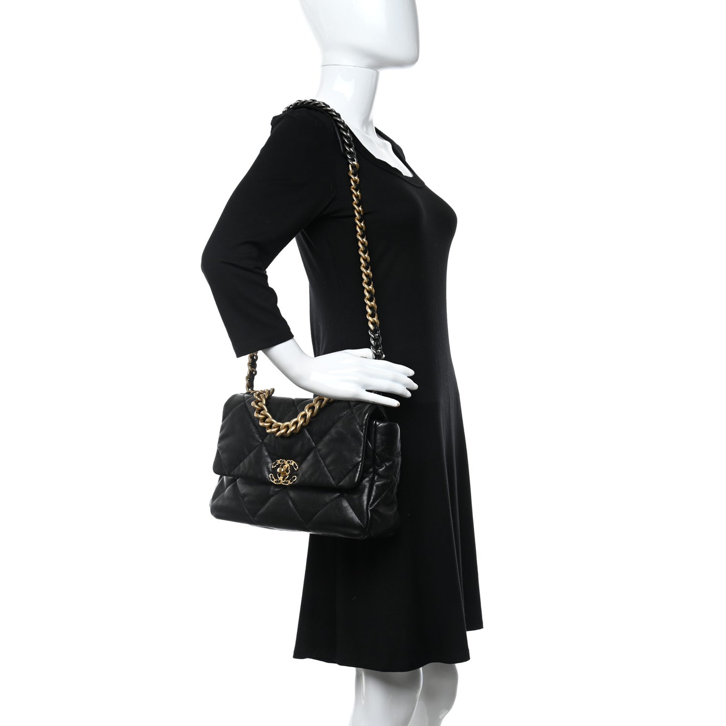 Goatskin Quilted Large Chanel 19 Flap Black