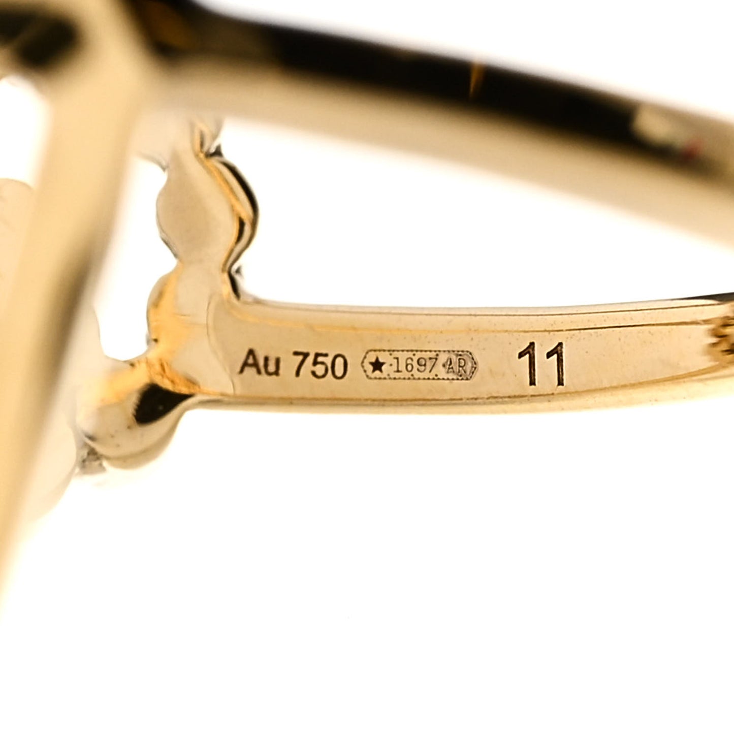 18K Yellow Gold Diamond Running G Cross Ring 51 5.75