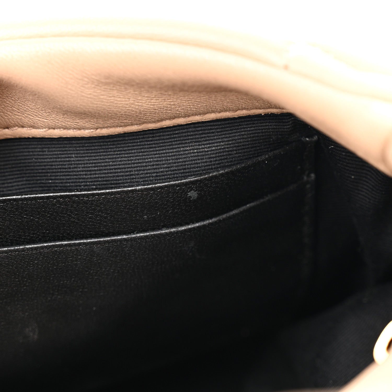 Saint Laurent Lambskin Quilted Toy Loulou Puffer Monogram Chain Satchel Dark Beige 14 of 19