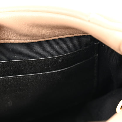 Saint Laurent Lambskin Quilted Toy Loulou Puffer Monogram Chain Satchel Dark Beige 14 of 19