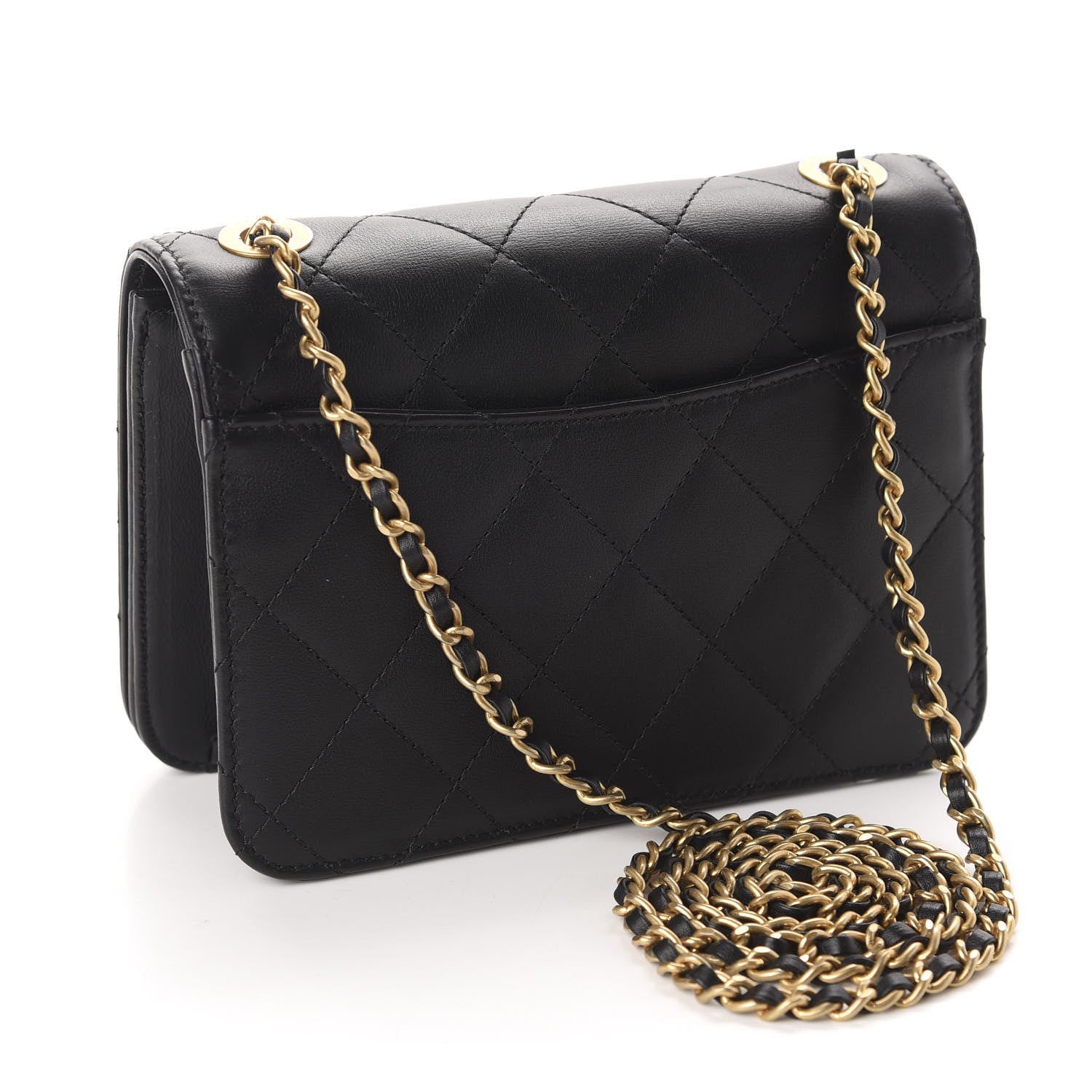 Chanel Calfskin Quilted Crystal Pearl Small Flap Bag Black 3 of 11