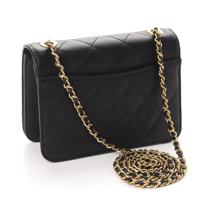 Chanel Calfskin Quilted Crystal Pearl Small Flap Bag Black 3 of 11