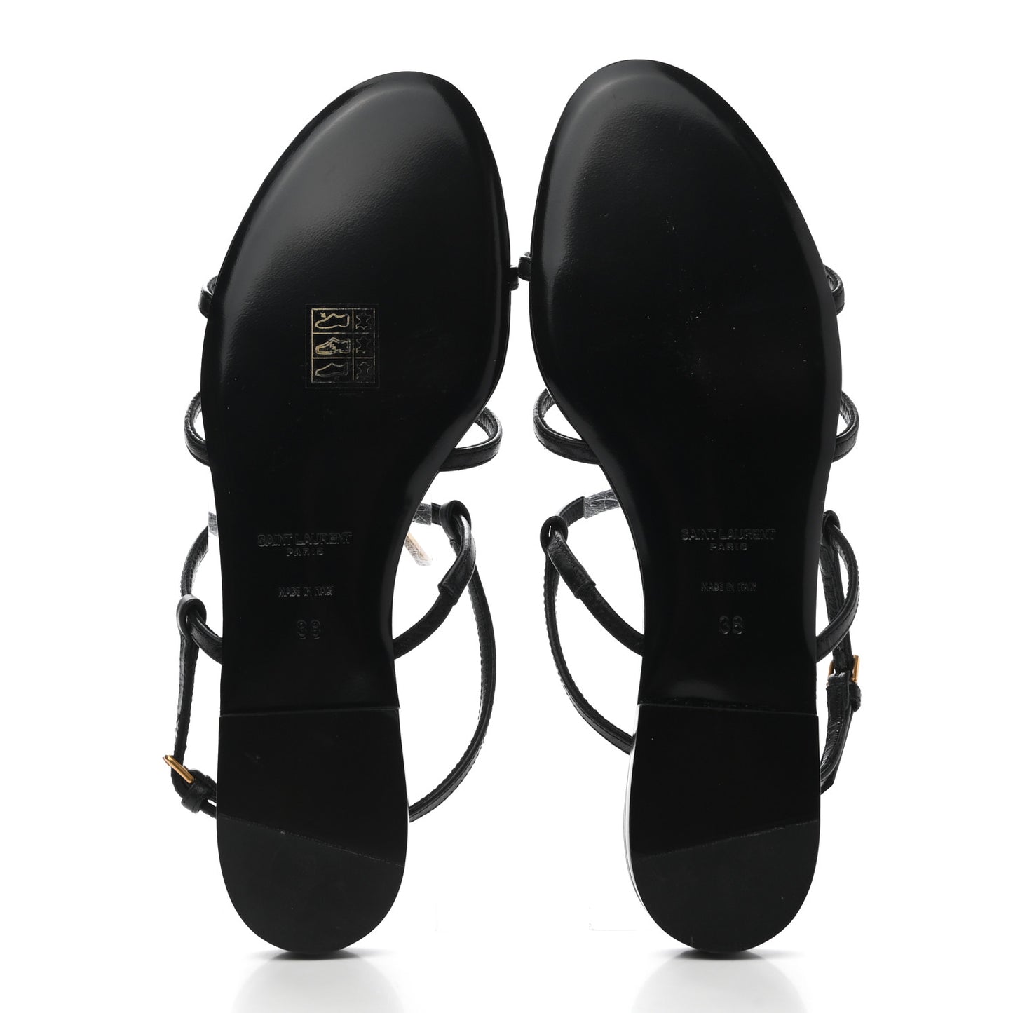 Calfskin Cassandra Palm Logo Sandals 38 Black