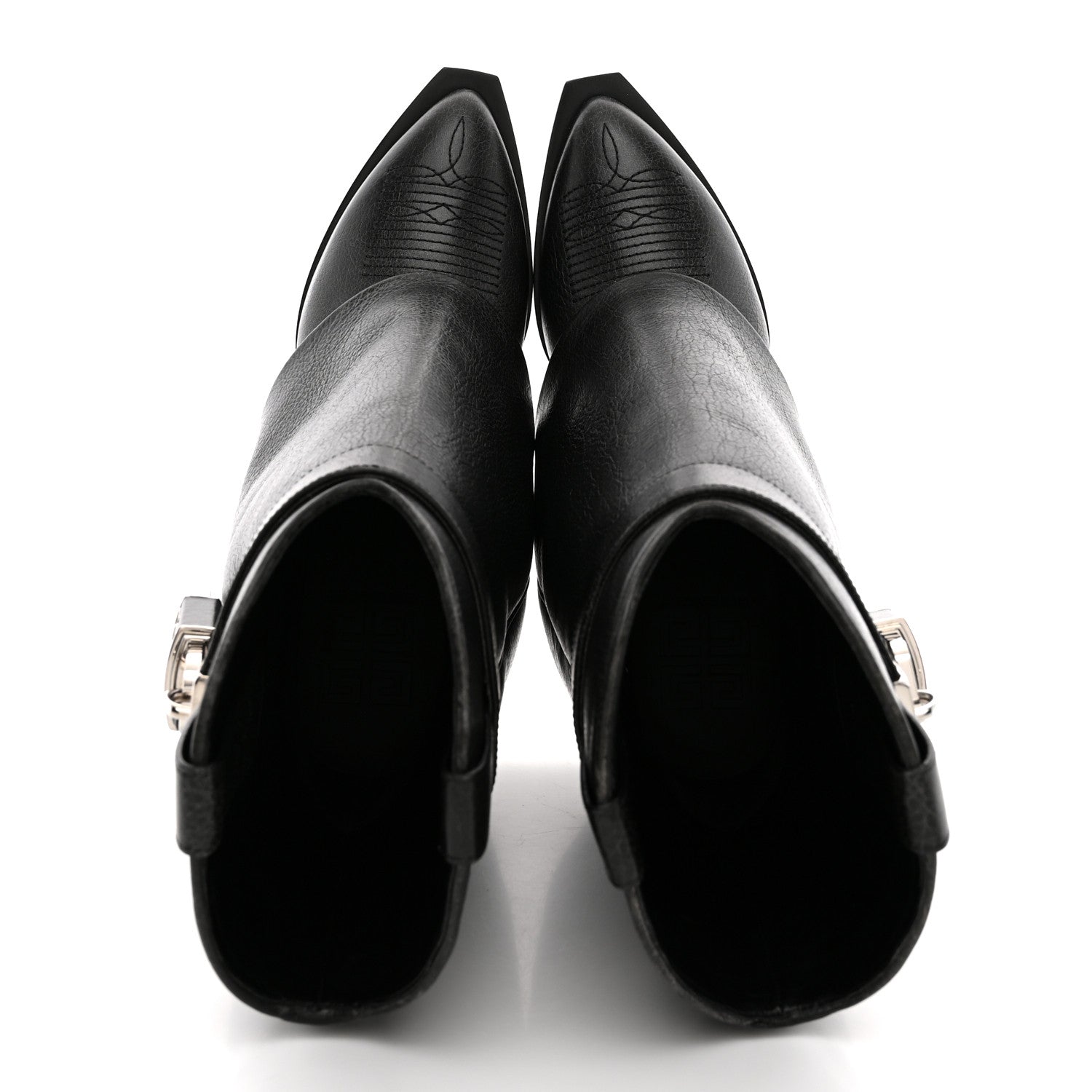 Givenchy Aged Calfskin Cowboy Shark Lock Ankle Boots  36 Black 2 of 8