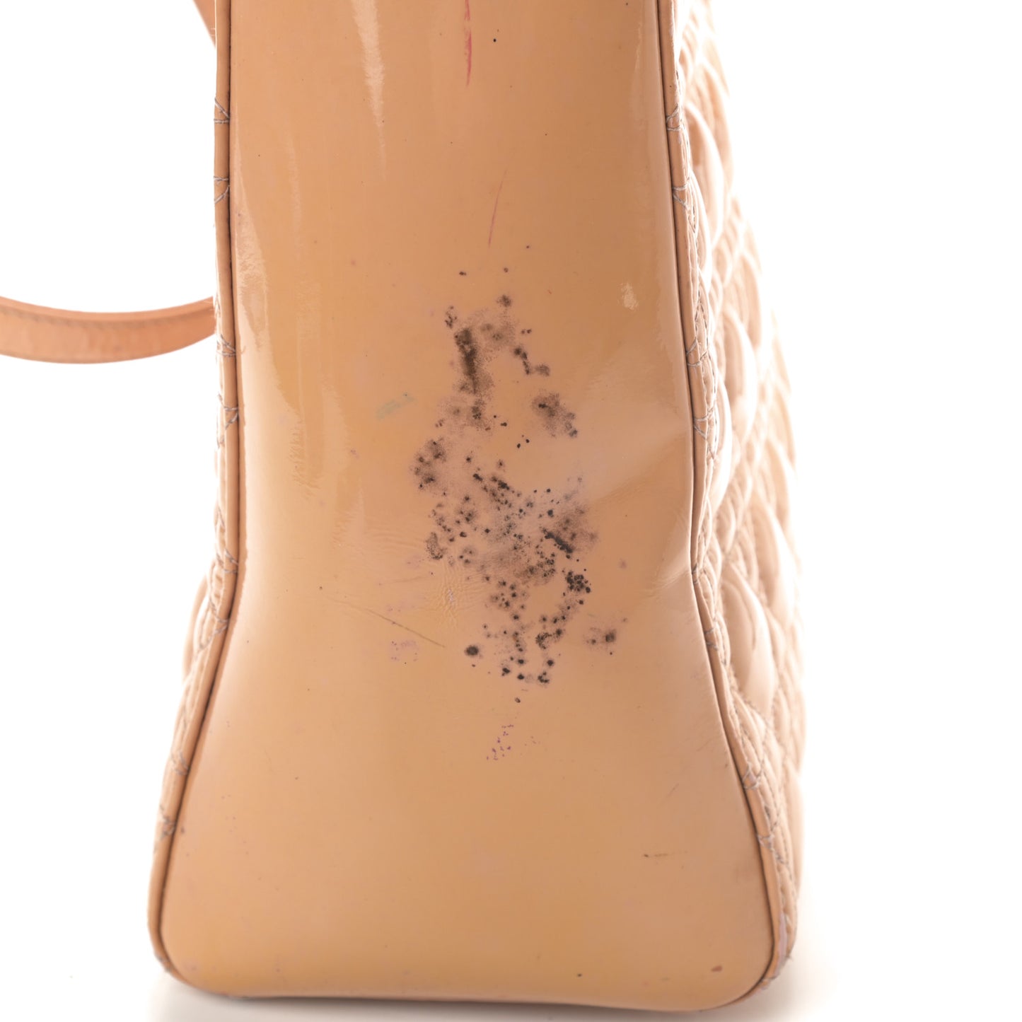 Patent Cannage Large Lady Dior Beige